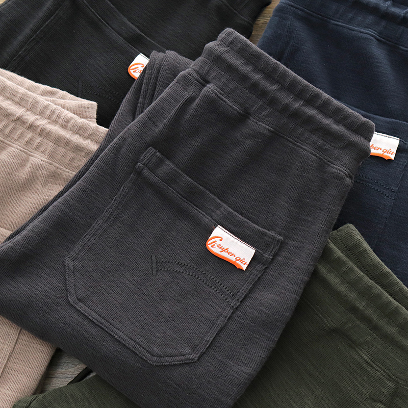 Carbon Mill Hair Knit Pants Grey Heavy-pound pure cotton Supper with small feet 90% trouser bunches Pants Drawing Rope Sports Thick Cotton Pants Men