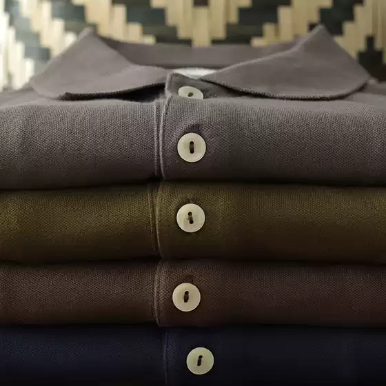Summer Solid Color Lapel T-Shirt Slim Fit American Retro Casual Washed Vintage Army Green Paul Short-Sleeve Polo Shirt for Men
