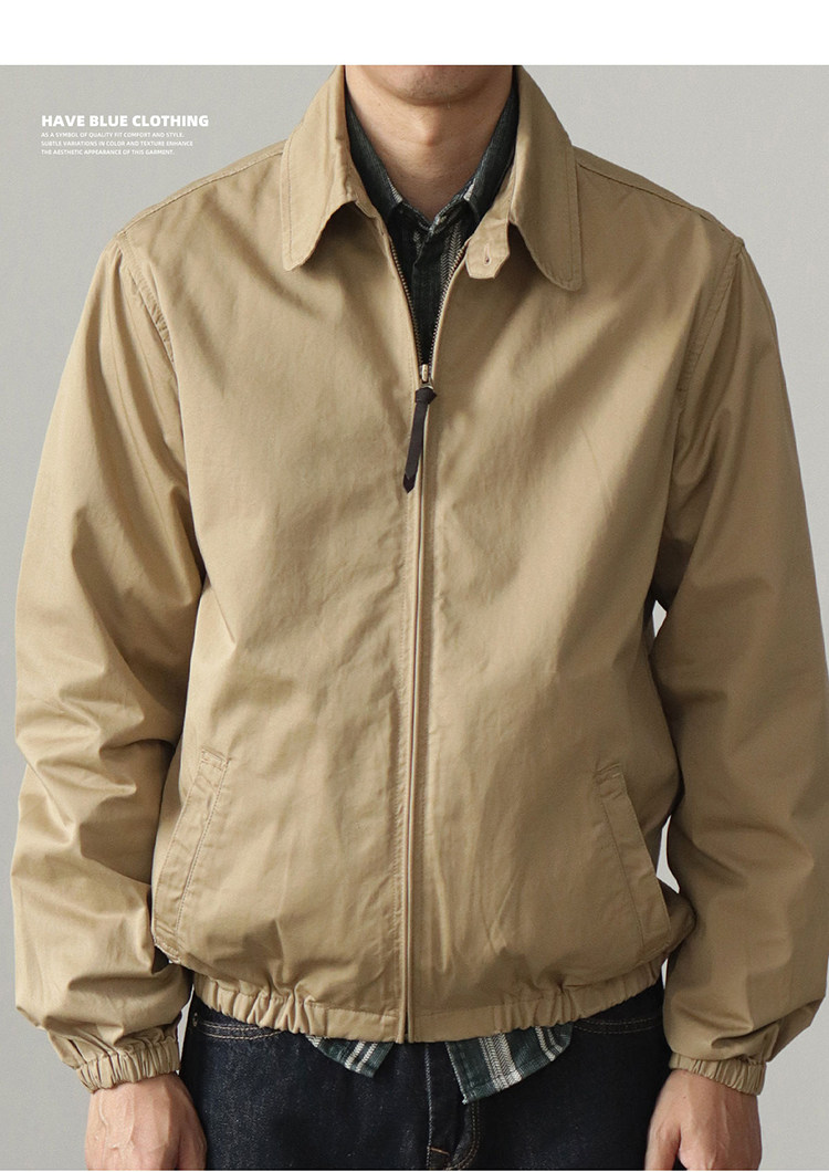 100% cotton vintage short zip-up lapel cotton cargo jacket jacket for men Spring and autumn