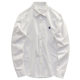 Autumn and spring casual shirts for men, white pure cotton with small embroidered logo, Japanese style, simple, soft, Oxford spinning, slim long-sleeved shirts for men