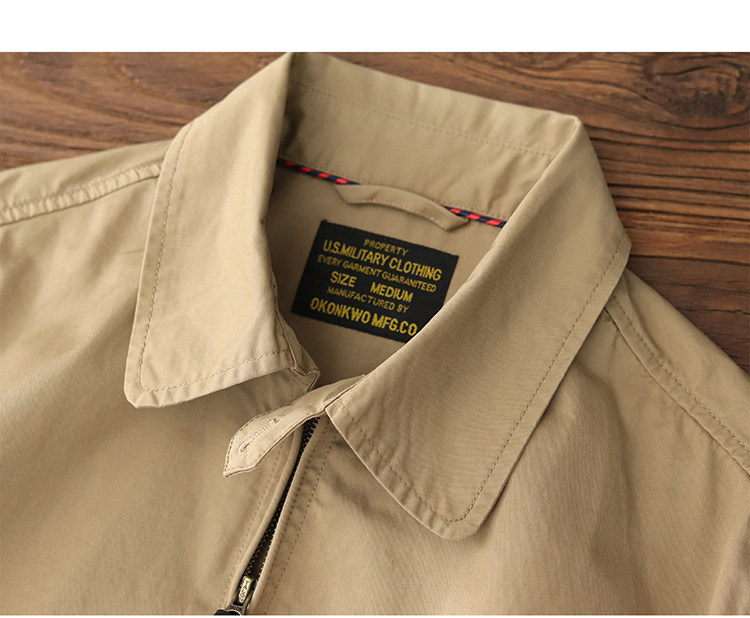100% cotton vintage short zip-up lapel cotton cargo jacket jacket for men Spring and autumn