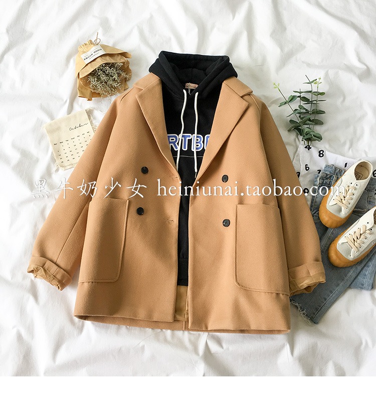 Bộ đồ hai dây màu đỏ nữ thần mùa thu đông 2018 phiên bản mới của Hàn Quốc cộng với áo len dày nhung + áo len lông thủy triều áo blazer nữ