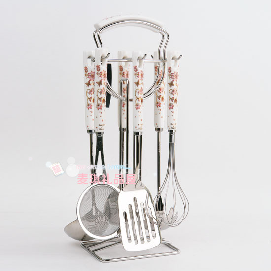 Imported kitchenware wedding gift 24K Phnom Penh ceramic 304 stainless steel thick pot spatula soup spoon colander filter set