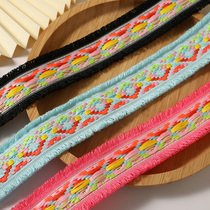 Color jacquard decorative clothing lace with mustache tassel webbing Ethnic lace hat edge handmade accessories fabric