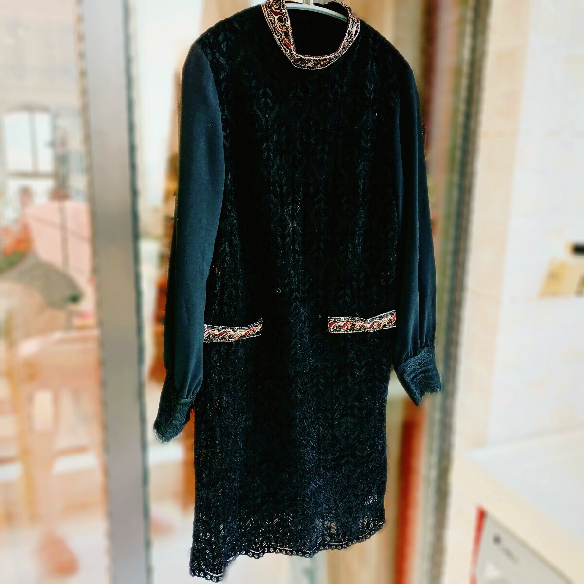 Three Markers Full Length Sleeves Lace Ocean Dress Spring Autumn Style New Body Brand Discount Women's Dress Clear Barn Pendant Strap Skirt