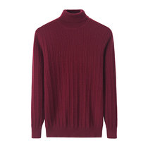 Autumn and winter young mens 100% cashmere sweater Solid color twist slim high-neck base sweater Wild pullover sweater