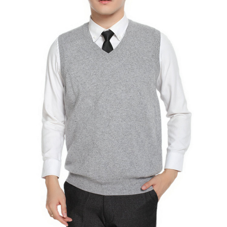 18 mùa thu và mùa đông đàn ông mới của áo len cashmere vest rắn màu của nam giới V-cổ edder vest phong cách kinh doanh ấm.