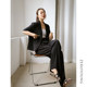 ZEROYOUNG2023 spring design jacket suit short-sleeved suit for women + high-waist drape floor-length suit pants thin