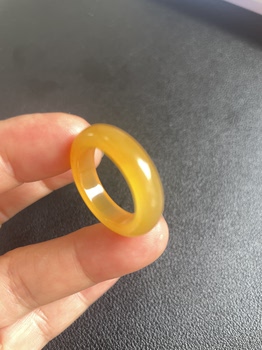 Yunnan longling natural yellow dragon jade ice seed ring ring 17*6*4mm