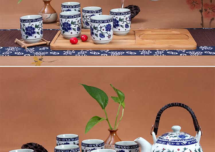 Chén sứ gốm sứ cốc nhỏ Nhật Bản phong cách nhỏ màu xanh và trắng nhỏ bình lọc trà