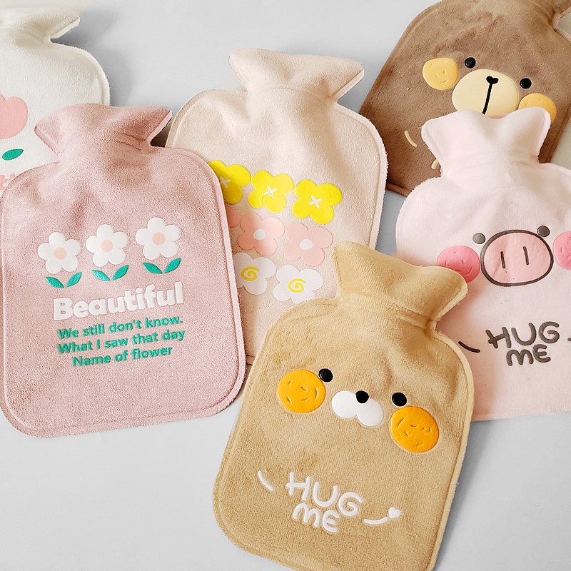 Cute cartoon cat fabric injection hot water bag flush water bag students winter PVC warm handbag warm hand bag