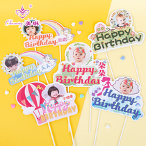 Custom photo name birthday cake plug-in happy birthday letter cake decorating party dessert table