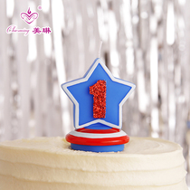 Bright pink blue creative digital candle childrens party cake candle boy one year old baby Full Moon birthday candle