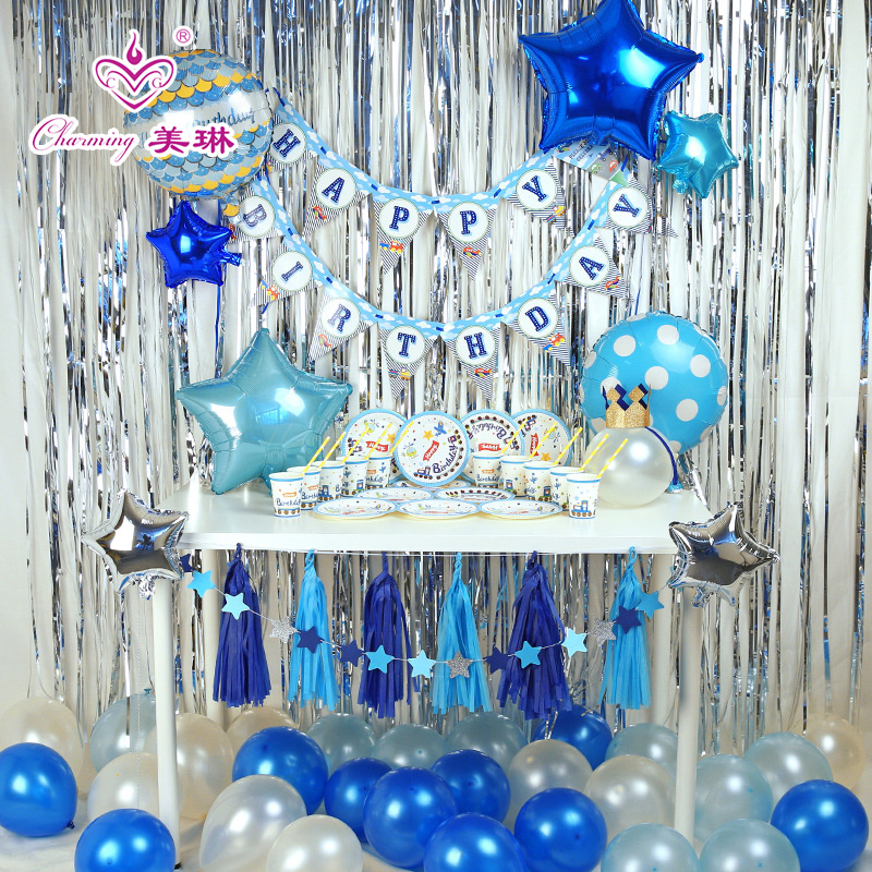 Usd 4 46 Kids Party Boy Blue Train Theme Party Baby Full