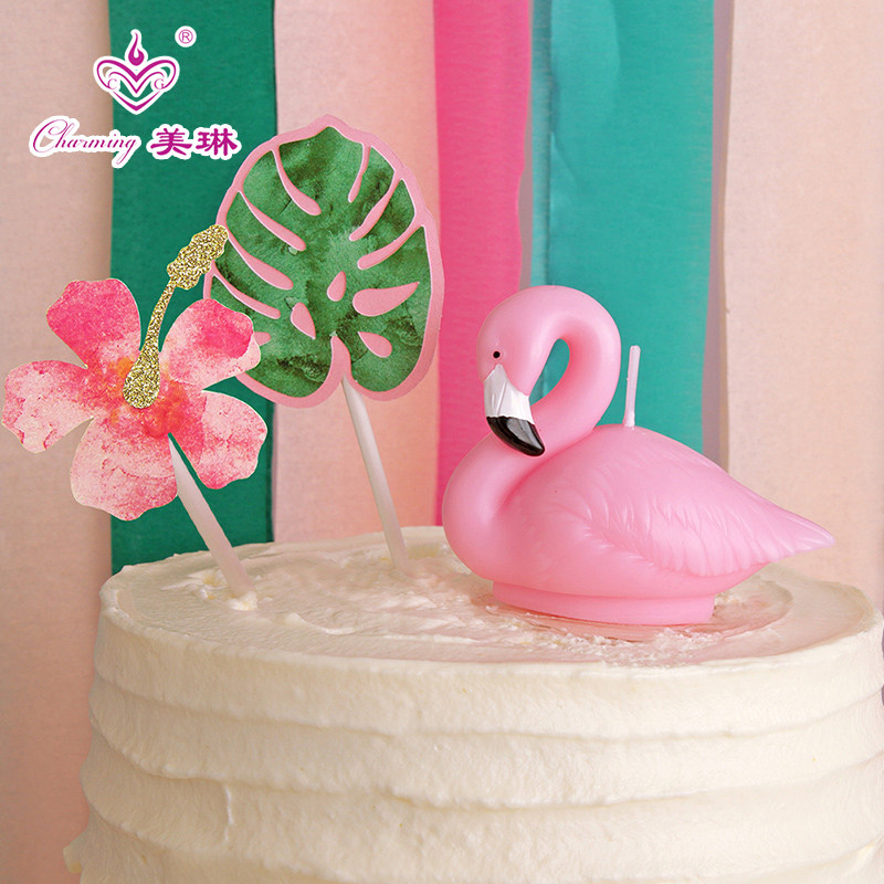 Children's birthday party creative cake decoration pineapple turtle taro turtle taro palm leaf flamingo birthday candle