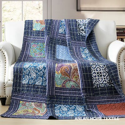 American-style pure cotton washed single quilted quilt cover, quilt patchwork, all-cotton air-conditioned quilt, cotton-padded bed cover, thick bed sheet for export