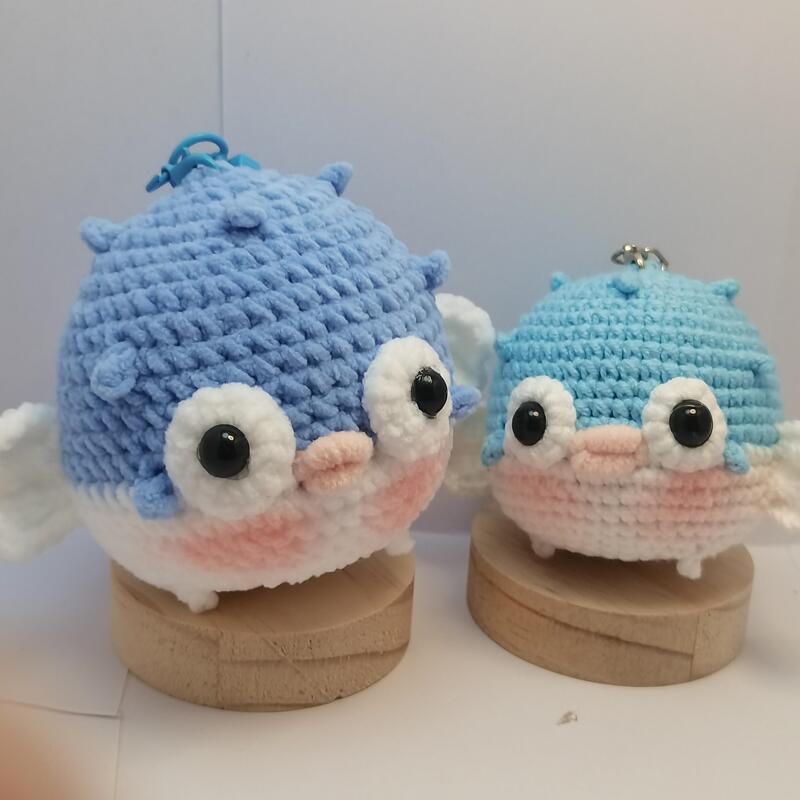 Finished DIY Crochet Pufferfish Dolphin Doll Handmade Crocheted Cartoon Pendant Keychain Birthday Gift Finished DIY Crochet Pufferfish Dolphin Doll Handmade Crocheted Cartoon Pendant Keychain Birthday Gift