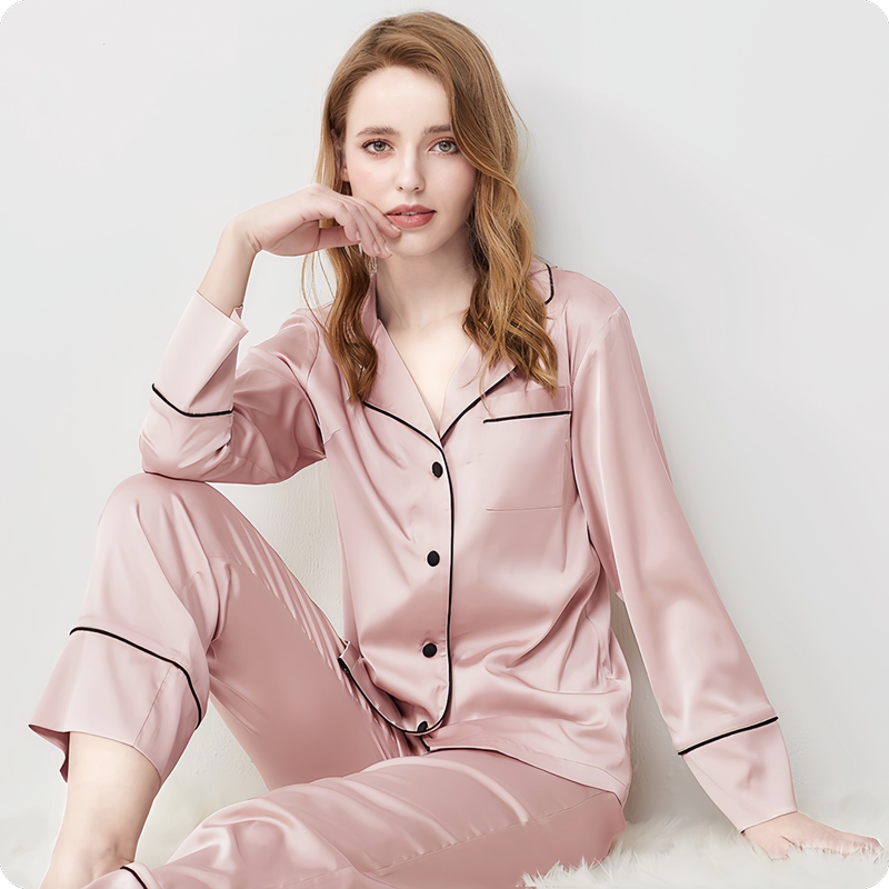 Category a 30Mm/40Mm Heavyweight Silk Pajamas for Women Summer 100% Mulberry Silk Long-Sleeved Pants Silk Home Wear Category a 30Mm/40Mm Heavyweight Silk Pajamas for Women Summer 100% Mulberry Silk Long-Sleeved Pants Silk Home Wear