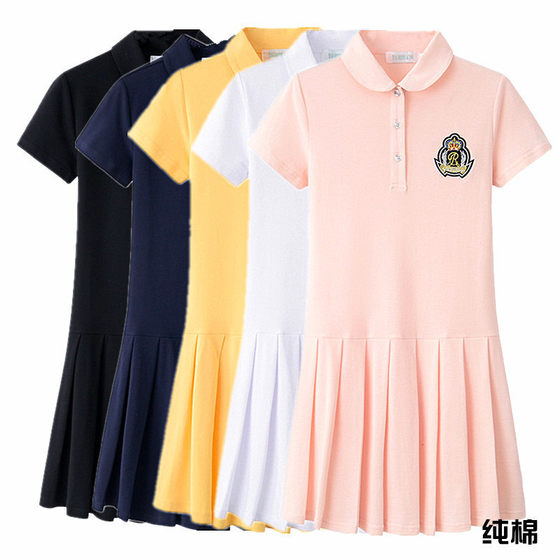 Golf women's spring and summer short-sleeved dress golf sports tennis skirt pleated mid-length skirt golf clothes