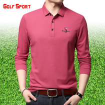 Golf mens long sleeve t-shirt spring and summer breathable pure cotton golf ball clothes lapel Paul polo shirt