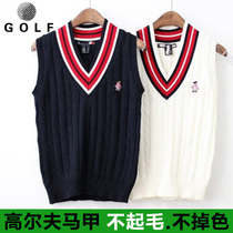 Korean Golf Clothing Ladies Wool Sweater Vest V Collar Waistcoat Golf Spring Autumn Money 100 lap comfortable sweater