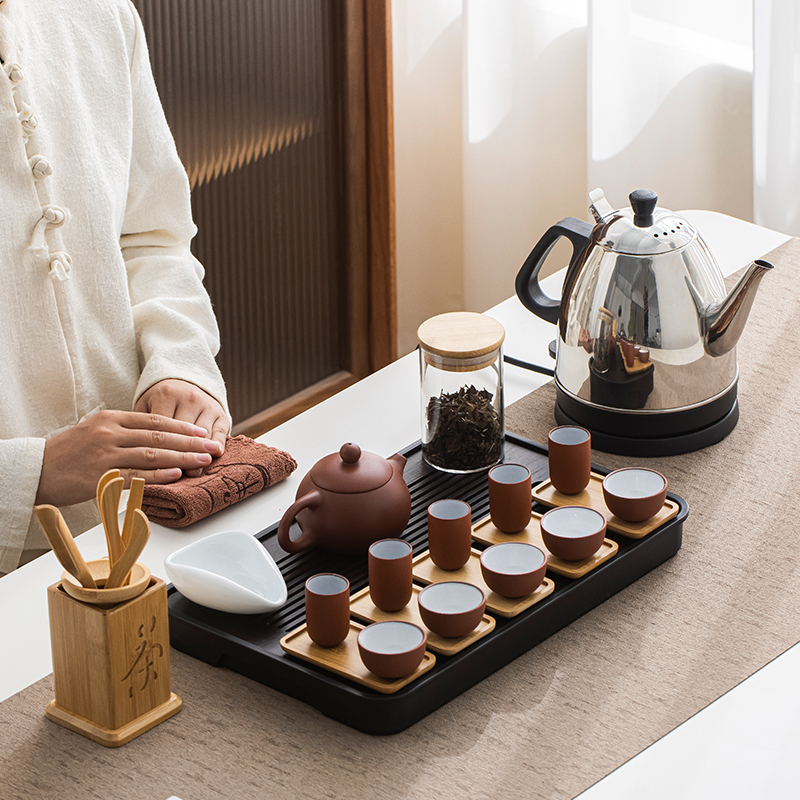 Oolong Tea, Green Tea, Tea Art Teaching Tea Set, Tea Artist Training Competition Tea Utensils, Purple Clay Teapot, Tea Set Performance Set