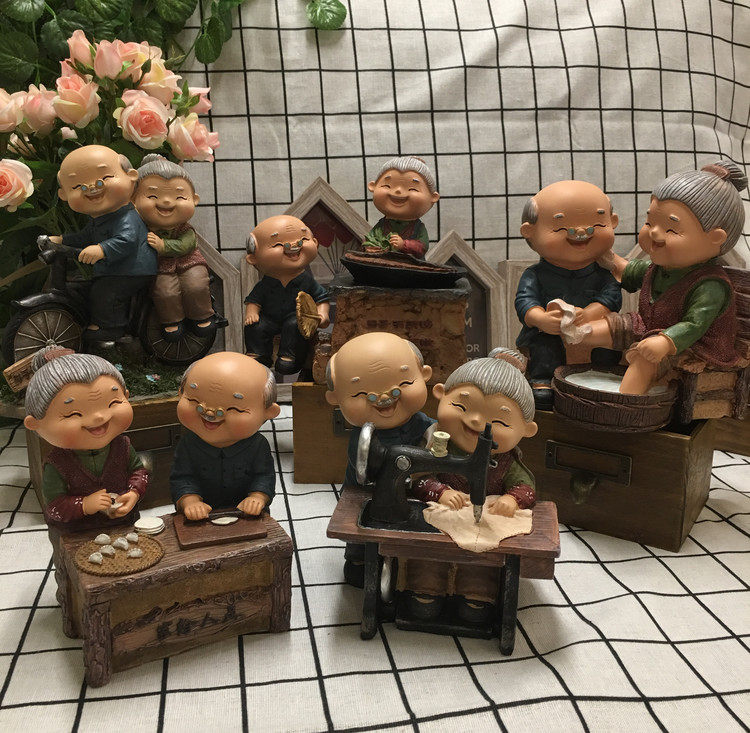 Romantic Happiness Old Two Words Deposit Money Pot Swing Piece Small Night Light Old Companion Series Decorations Old Man Old Too Wedding Gift