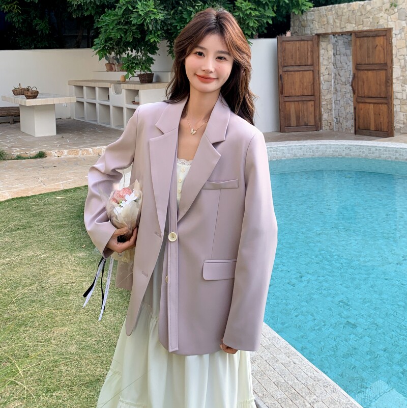 高级感粉紫色西装外套女春季2025年新款高级感气质女神范小众西服,女装西装,2C320