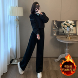 女秋季新款中式风刺绣卫衣阔腿裤套装，女装套装/套裙，2C310