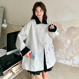 新品现货设计感撞色外套甜酷风上衣8080款P155控228，女装短外套，2C139