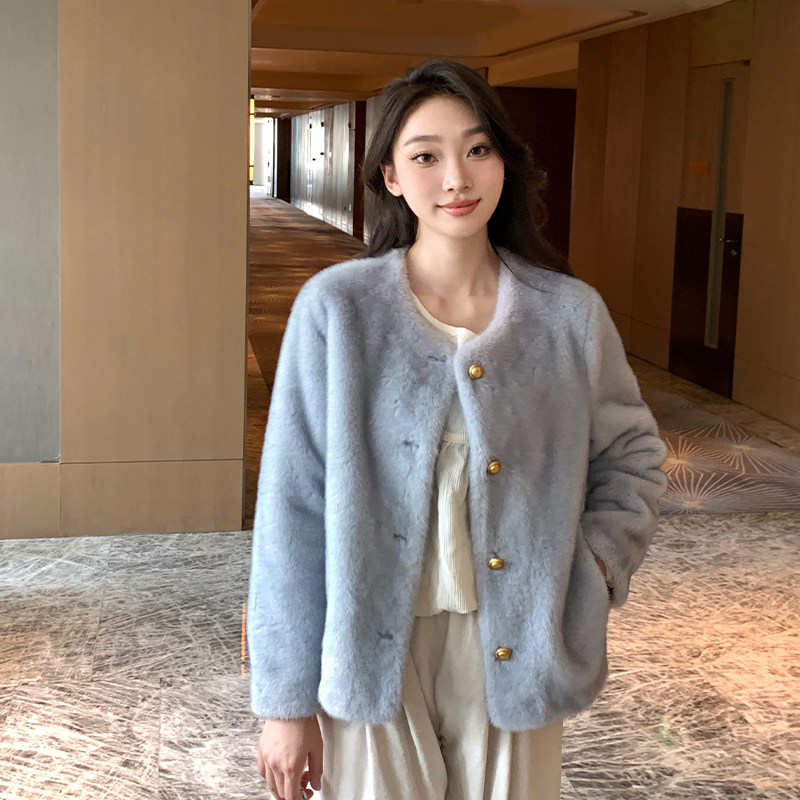 冬装新款高级感仿水貂皮毛一体环保毛 严格不要低价竞争图片