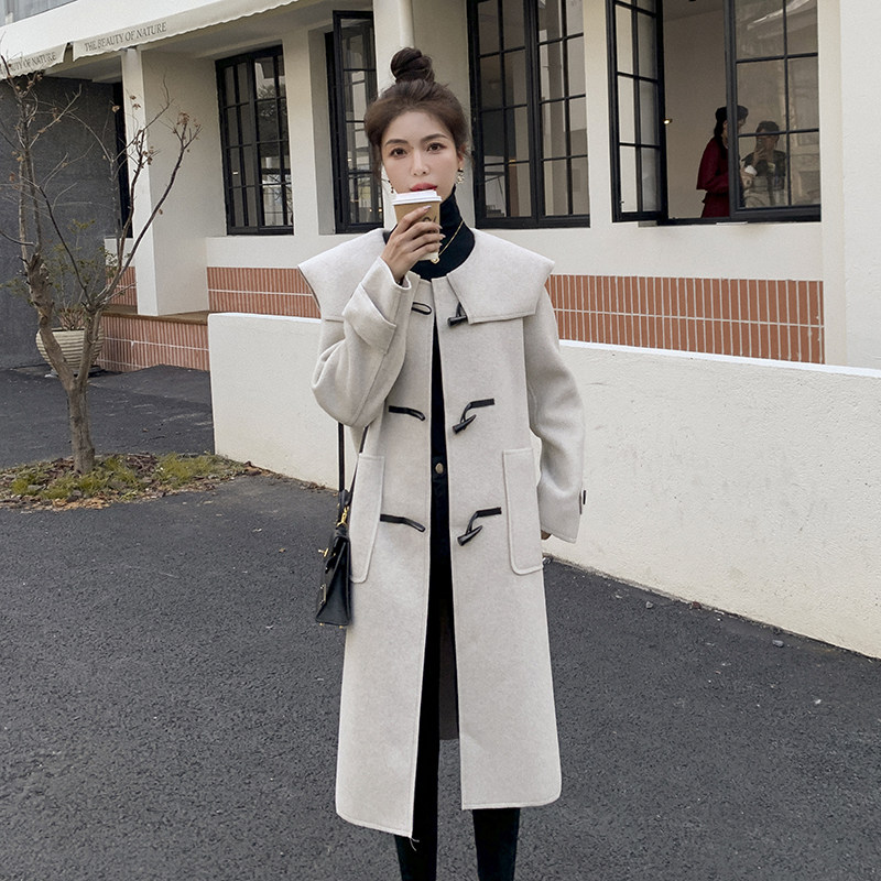 毛呢外套海军领呢大衣无里布版5766-1-P175K258,女装毛呢外套,2B080