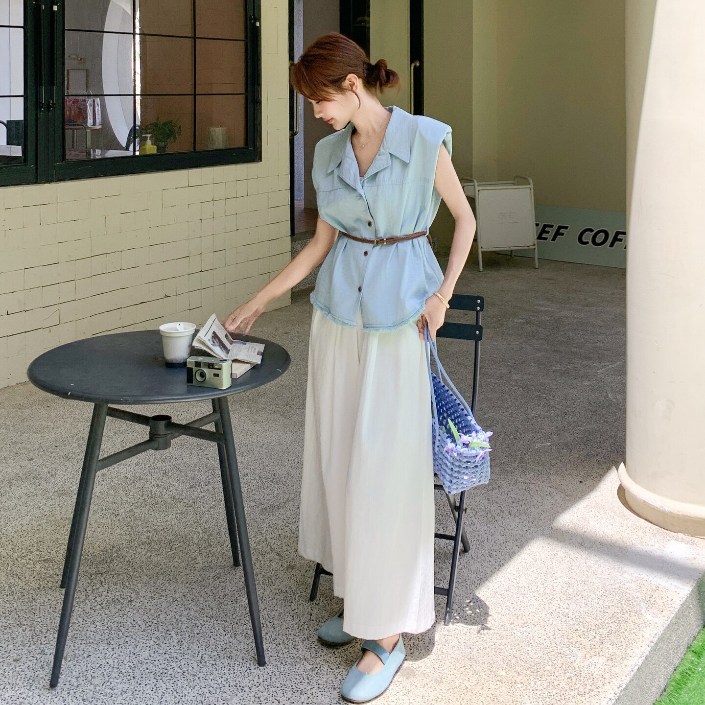 减龄无袖衬衫阔腿裤套装女夏2025新款大方得体穿搭两件套洋气时尚,女装套装/套裙,2C166