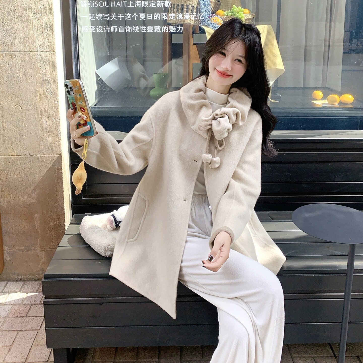 减龄杏色双面呢羊毛大衣外套女秋冬2025新款气质巨好看爆款高级感,女装毛呢外套,2B237