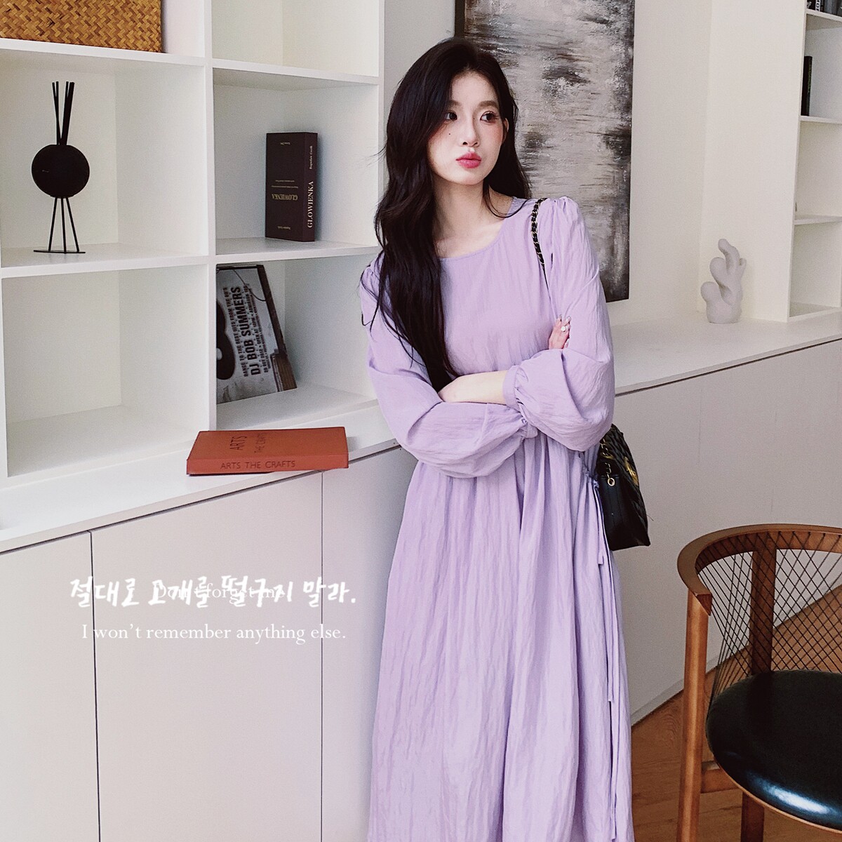 【现货】素色肌理蓬松感两侧抽绳大口袋连衣裙111-P125-K178,女装连衣裙,2C137