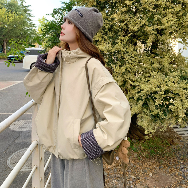 【新品】格子撞色龟背派克羽绒服(90绒)2C016-9045-P285-K418,女装羽绒服,2C016