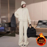 韩系气质简洁运动套装女春季新款拉链开衫连帽卫衣直筒裤两件套潮，女装套装/套裙，2C310