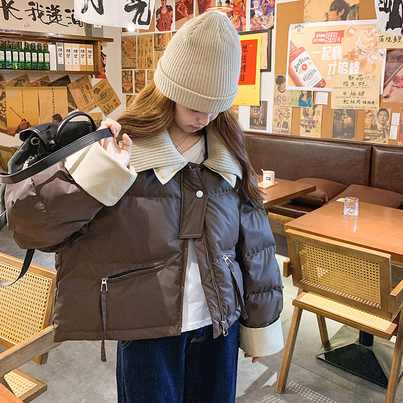 现货！2025冬装新款50绒短款咖色羽绒服2C056-6867-P245控348,女装羽绒服,2C056