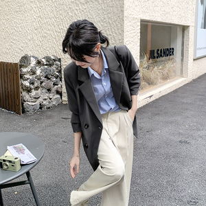 休闲宽松气质灰色西装外套女春秋2025新款小个子西服巨好看高级感图片