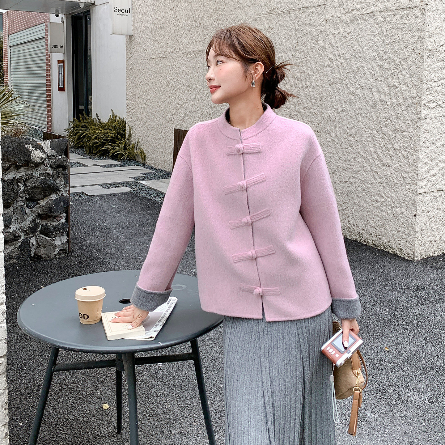 主推羊毛大衣秋冬气质小香双面呢外套1D085-12625-P295-K365,女装毛呢外套,1C130