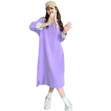 紫色卫衣长袖连衣裙女2025春秋新款宽松亲肤设计感polo领休闲裙子，女装连衣裙，2C088