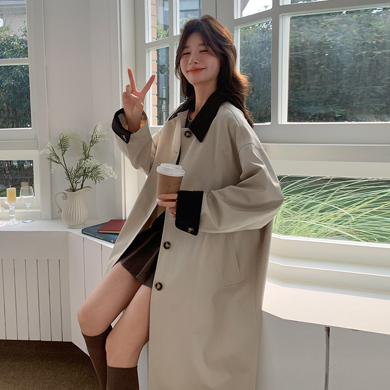 主推！现货!！2026年新款春装外套风衣女中长款撞色P155K208,女装风衣,2C320