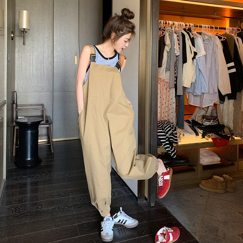 高级感超好看卡其色休闲裤2025新款女春秋束脚工装裤韩版宽松显瘦图片