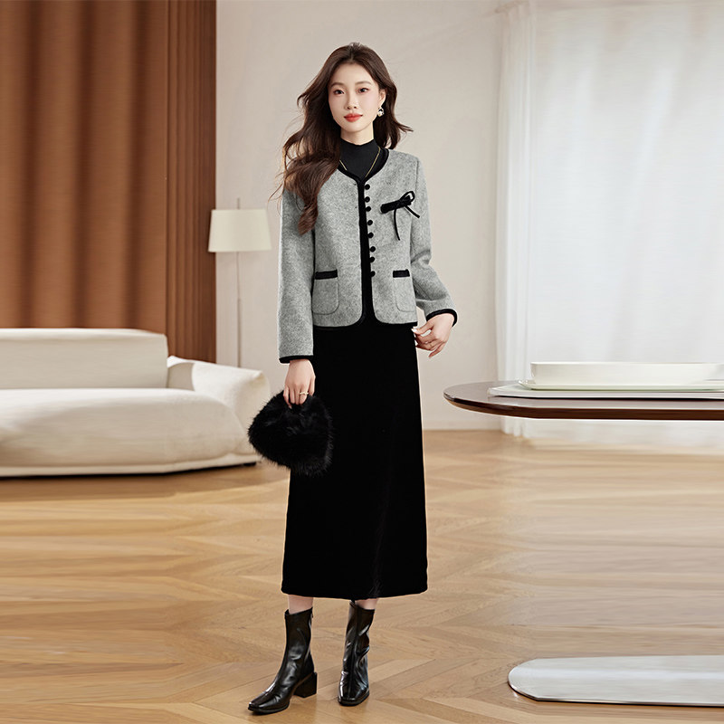 2025冬季新款！小香风时尚加绒套装,女装羽绒服,丽莎妳雅