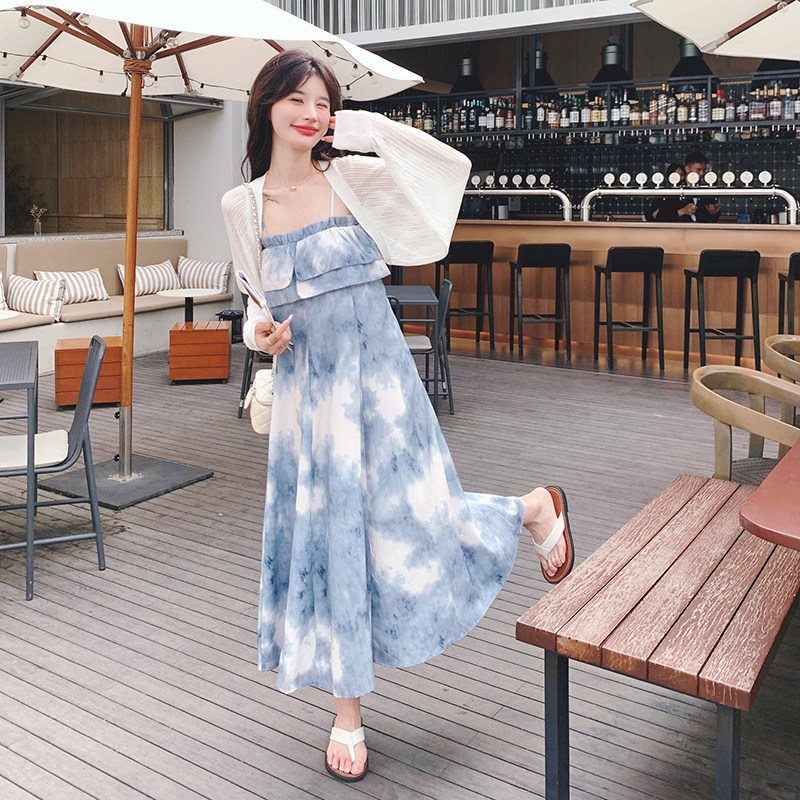 【】2024风晕染吊带裙+开衫两件套88605-P145K198,女装套装/套裙,2C069