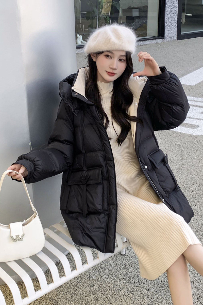 2025冬季时尚潮流连帽减龄保暖拉链连帽显瘦白鸭绒羽绒服,女装羽绒服,丽莎妳雅