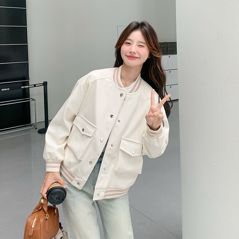韩版时尚甜酷风棒球服外套女2025春秋季新款宽松显瘦休闲夹克上衣,女装短外套,2C030