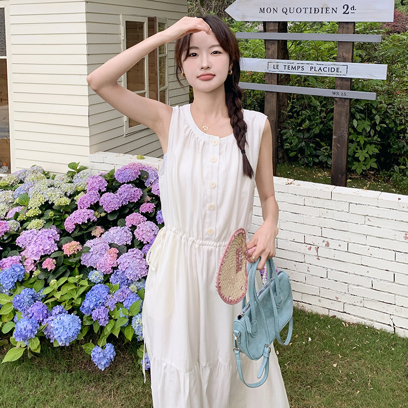 新品现货纯色女装精品连衣裙圆领无袖2C107-88005-1-P118-K168,女装连衣裙,2C107