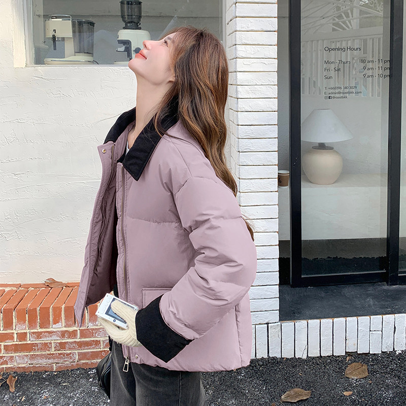 学院风今年流行羽绒服女2024冬季新款超好看加厚保暖白鸭绒面包服,女装羽绒服,维一诺（1D095）
