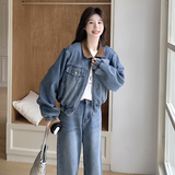 ：新款春装韩版潮流牛仔上衣两件套阔腿裤2C135-6866P175K258，女装套装/套裙，2C135
